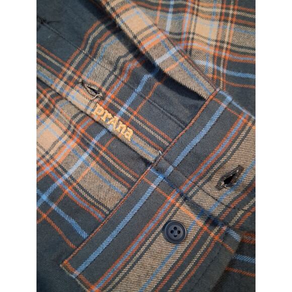 PrAna Los Feliz Slim Flannel Plaid Shirt Men's size Large Grungecore Button up - Picture 3 of 16